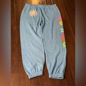 Vibrant Blue Joggers with Geometric Accents